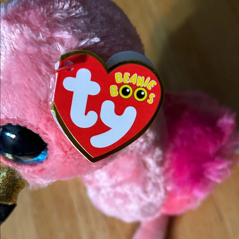 Ty Pink and Black Flamingo Plush Toy